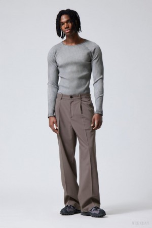Weekday Uno Loose Suit Trousers Ciemny | OQAF2015