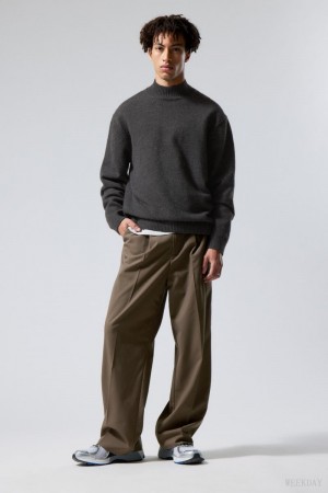 Weekday Uno Loose Suit Trousers Ciemny | XSNP8071