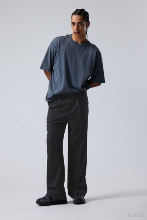 Weekday Uno Loose Suit Trousers Czarne | VKZX1060