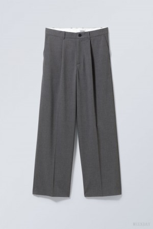 Weekday Uno Loose Suit Trousers Szare | LBPZ2381