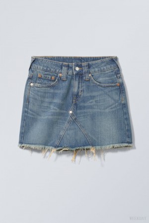 Weekday Ventura Denim Krótkie Skirt Niebieskie | OYRB6872