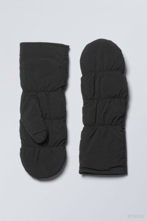 Weekday Watowany Mittens Czarne | JDGW1124