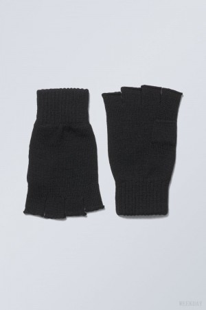 Weekday Wood Gloves Czarne | MMXZ7014