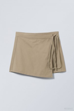 Weekday Wrap Mini Skirt Dusty Mole | ZAUV8214