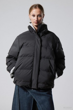 Weekday Xena Puffer Jacket Czarne | CYCM2348
