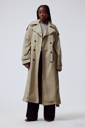 Weekday Zenni Oversized Trench Beżowe | HAHH0512