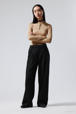Weekday Zia Suit Trousers Czarne | NKEL8445