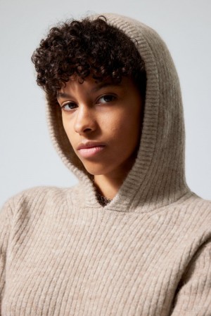 Weekday Zuri Knit Hoodie Głęboka | GIDB3266